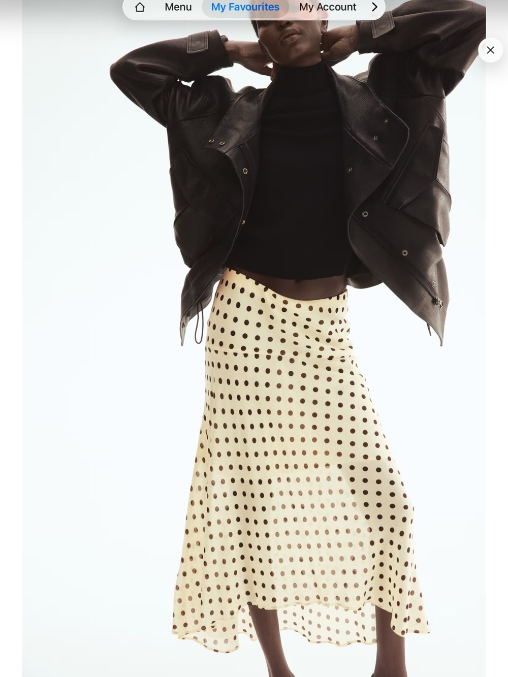 NWT H&M Cream Polka Dot High-Low Midi Skirt - Picture 2 of 3